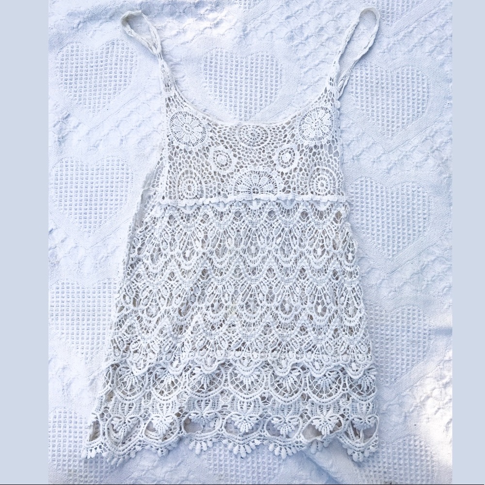 Off-white lace tank top